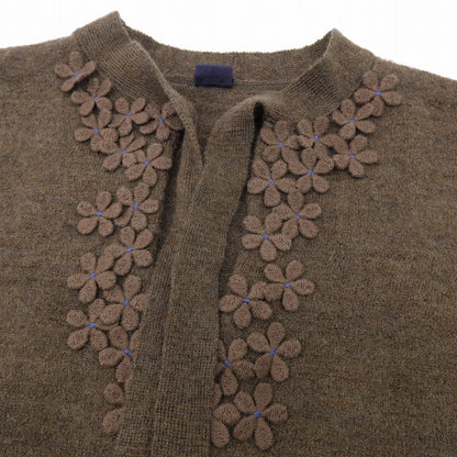 45R フォーティファイブ アール 美品 ウール フラワーモチーフボウタイニット トップス レディース ブラウン 3 5108076 トップス 3