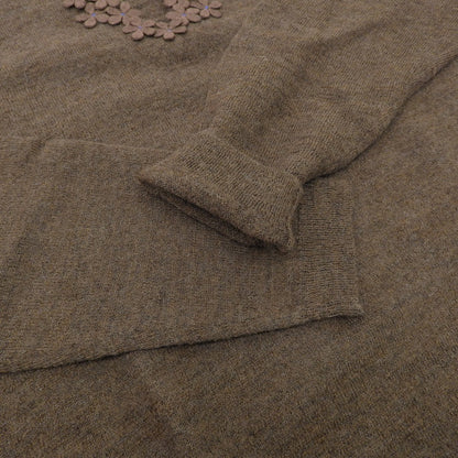 45R フォーティファイブ アール 美品 ウール フラワーモチーフボウタイニット トップス レディース ブラウン 3 5108076 トップス 3