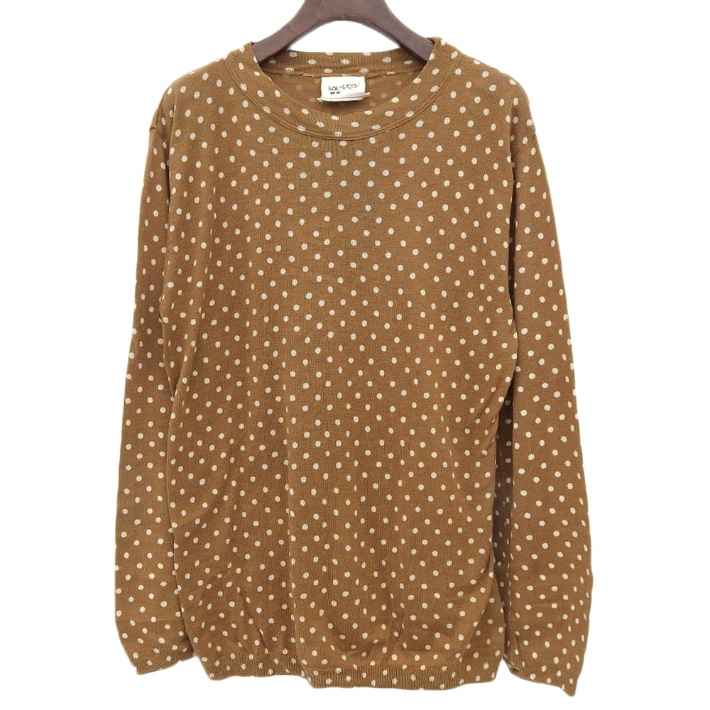 45R フォーティファイブ アール 美品 水玉ガーゼニットソーの908ヨックネックTシャツ トップス レディース ブラウン 51280134 トップス ―