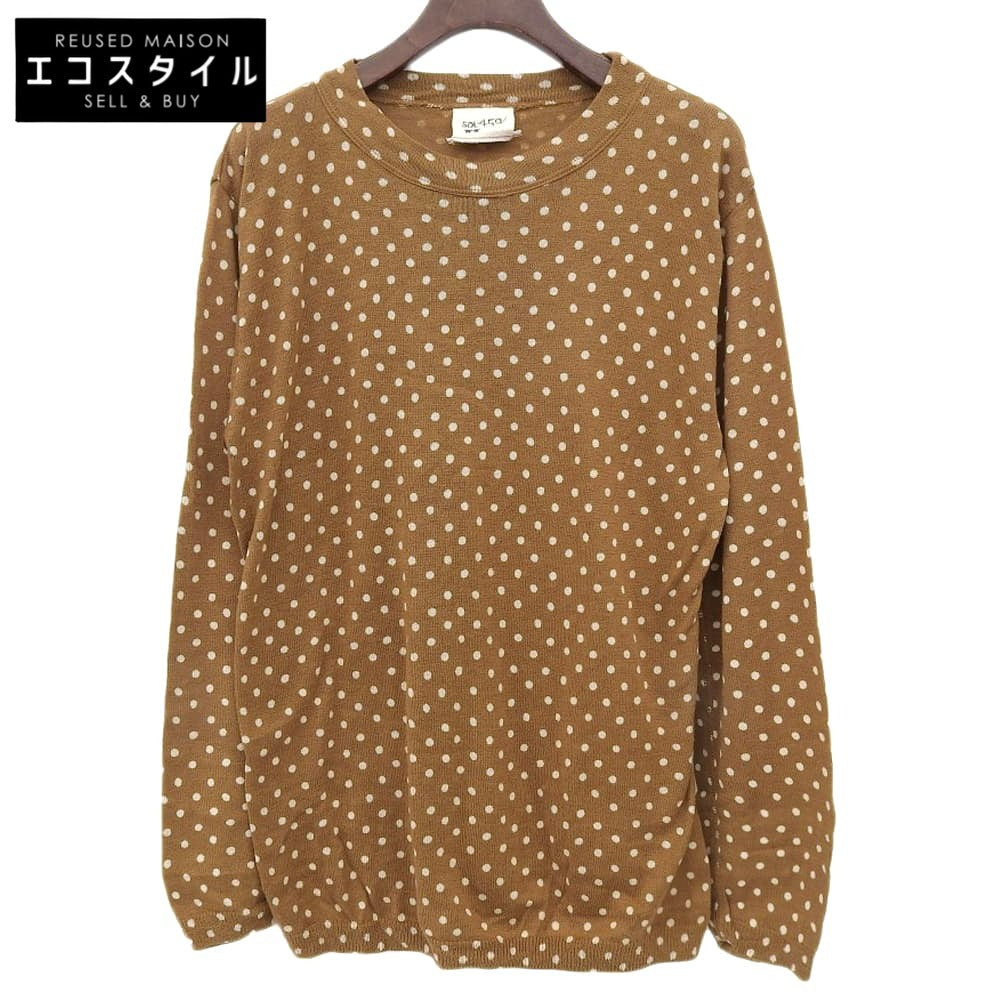 45R フォーティファイブ アール 美品 水玉ガーゼニットソーの908ヨックネックTシャツ トップス レディース ブラウン 51280134 トップス ―