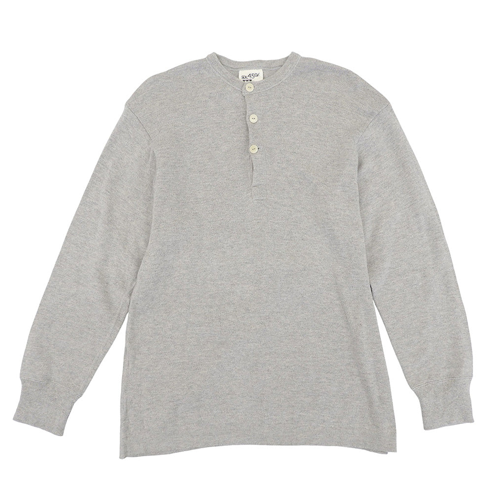 45R フォーティファイブ アール 美品 ホール超ガーゼ ヘンリーネックニット トップス メンズ グレー 3 80980053 トップス 3