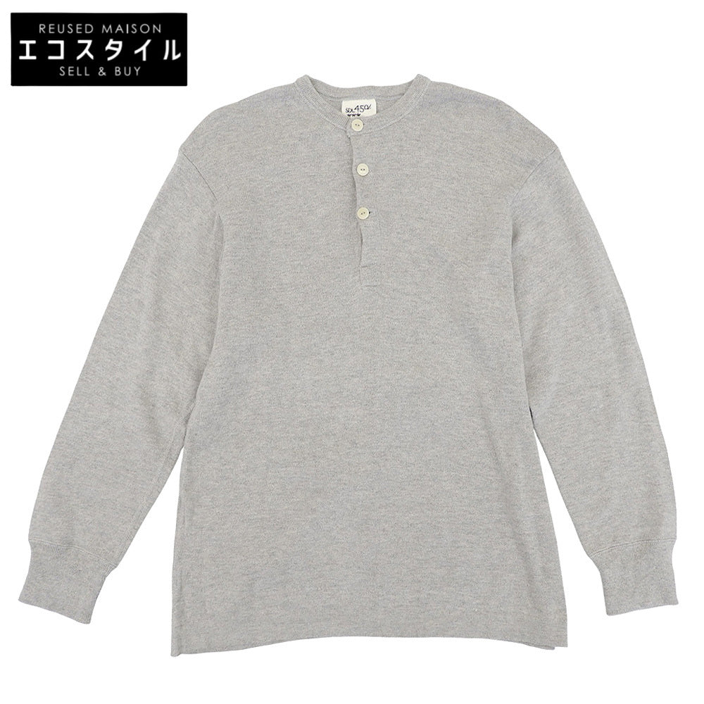 45R フォーティファイブ アール 美品 ホール超ガーゼ ヘンリーネックニット トップス メンズ グレー 3 80980053 トップス 3