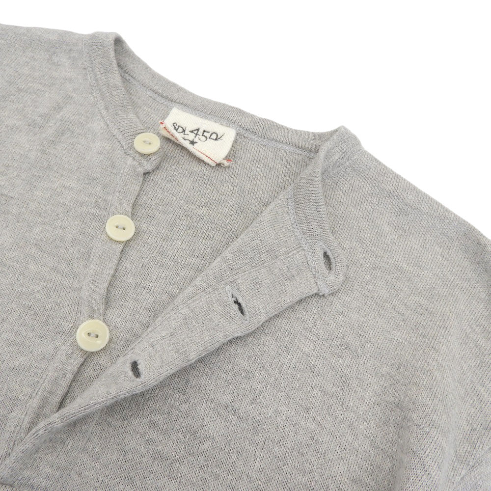 45R フォーティファイブ アール 美品 ホール超ガーゼ ヘンリーネックニット トップス メンズ グレー 3 80980053 トップス 3
