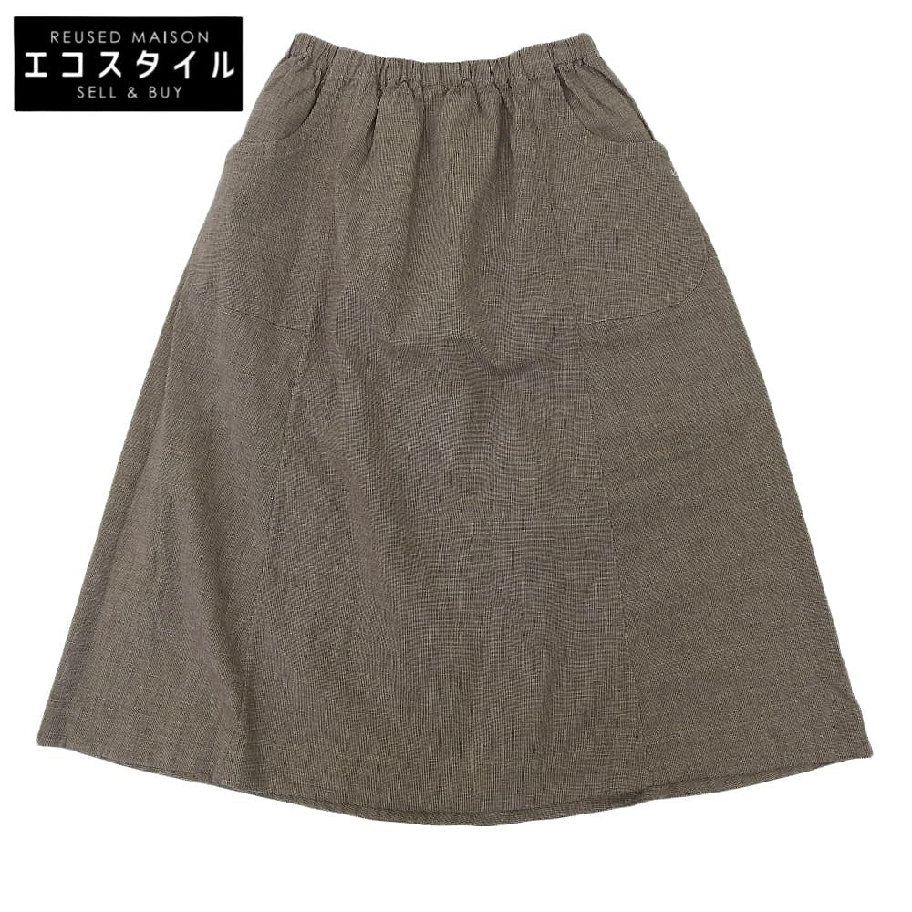 45R フォーティファイブ アール 美品 コットンリネン ハケ目のギャザースカート レディース ブラウン 0 5054026 スカート 0
