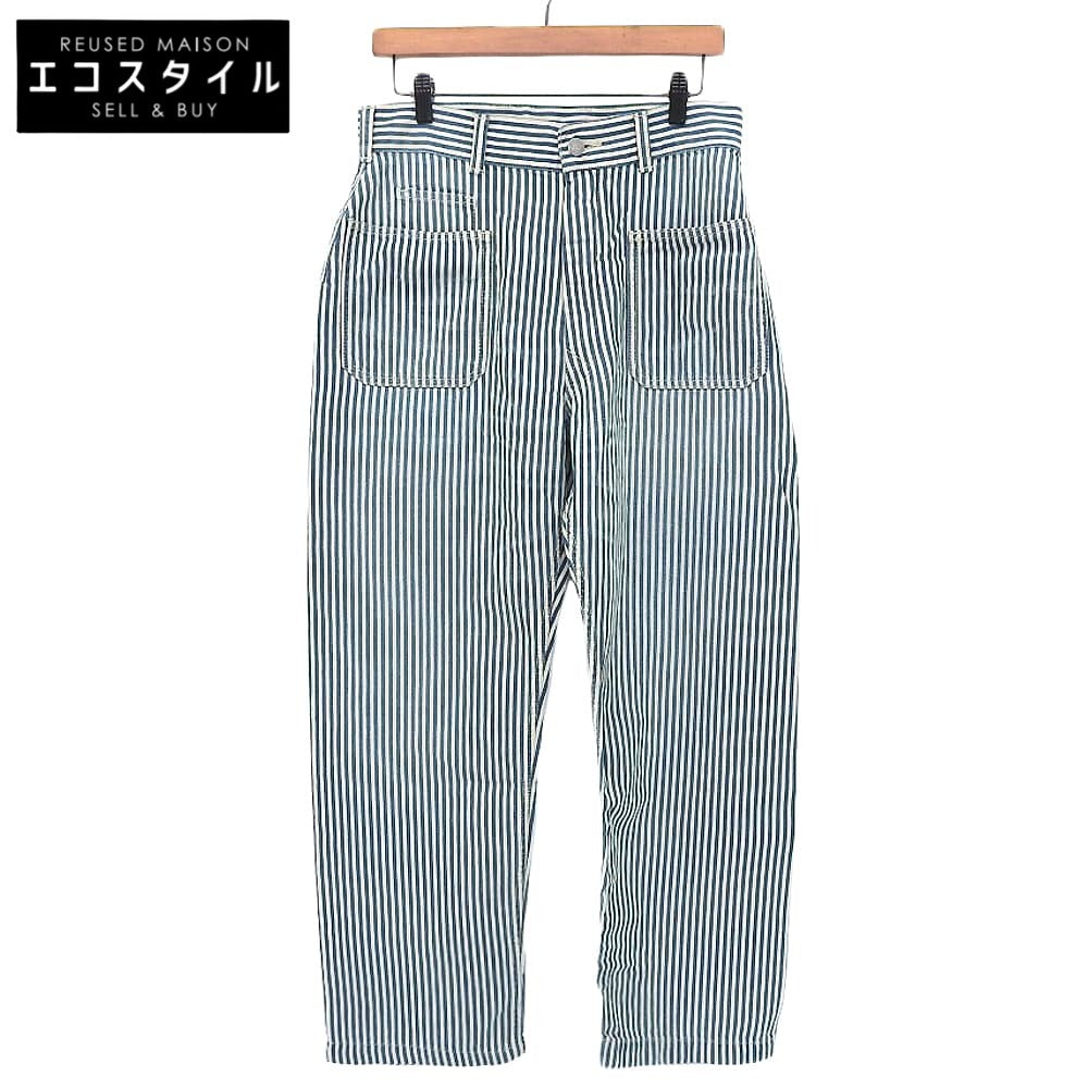 45R フォーティファイブ アール ストライプ デニムパンツ ボトムス レディース コットンリネン ブルー×ホワイト 30 80360071 ボトムス 30
