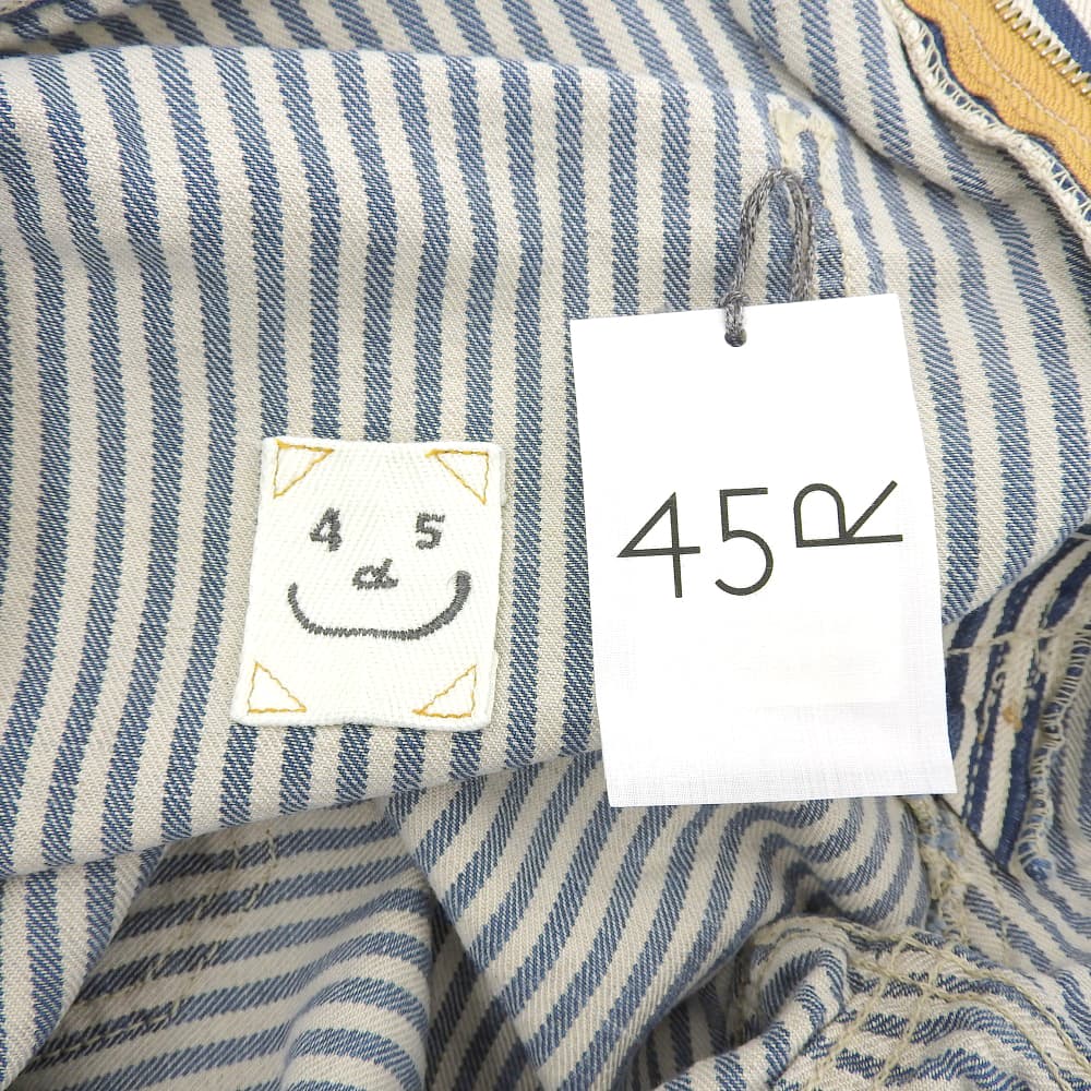 45R フォーティファイブ アール ストライプ デニムパンツ ボトムス レディース コットンリネン ブルー×ホワイト 30 80360071 ボトムス 30