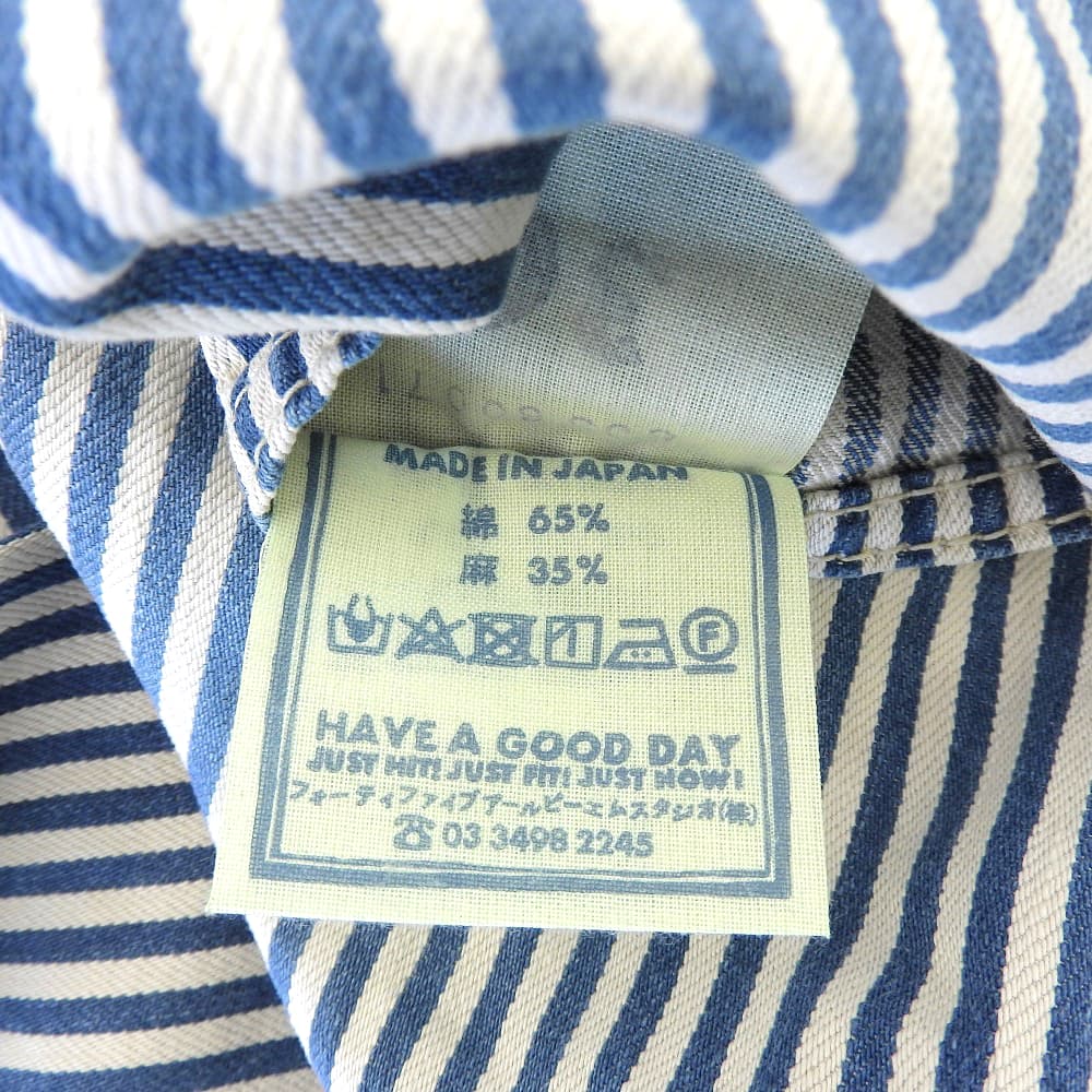 45R フォーティファイブ アール ストライプ デニムパンツ ボトムス レディース コットンリネン ブルー×ホワイト 30 80360071 ボトムス 30