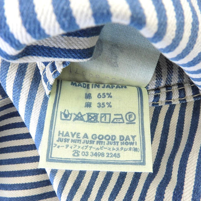 45R フォーティファイブ アール ストライプ デニムパンツ ボトムス レディース コットンリネン ブルー×ホワイト 30 80360071 ボトムス 30