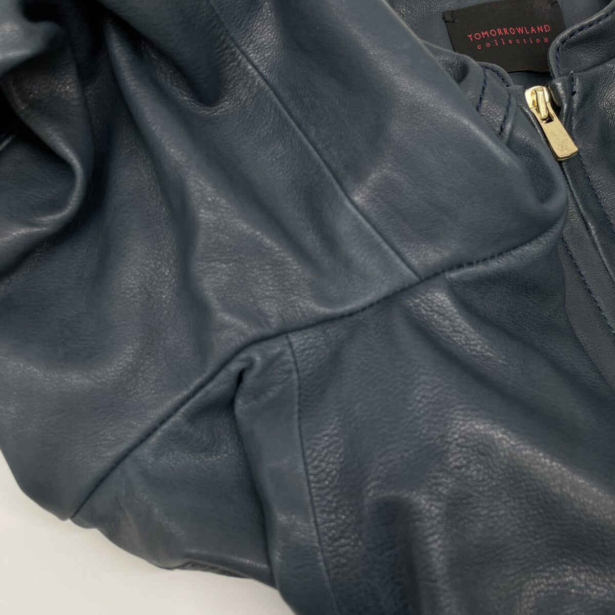 TOMORROWLAND トゥモローランド 【ｺﾚｸｼｮﾝ】23年製 ﾈｲﾋﾞｰ ﾗﾑﾚｻﾞｰ ｼﾞｯﾌﾟｱｯﾌﾟﾌﾞﾙｿﾞﾝ ジャケット 40
