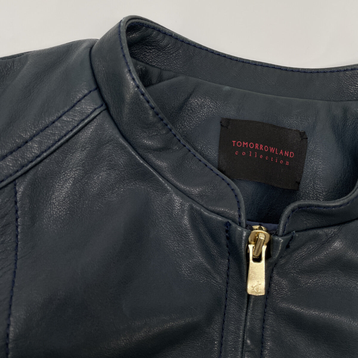 TOMORROWLAND トゥモローランド 【ｺﾚｸｼｮﾝ】23年製 ﾈｲﾋﾞｰ ﾗﾑﾚｻﾞｰ ｼﾞｯﾌﾟｱｯﾌﾟﾌﾞﾙｿﾞﾝ ジャケット 40