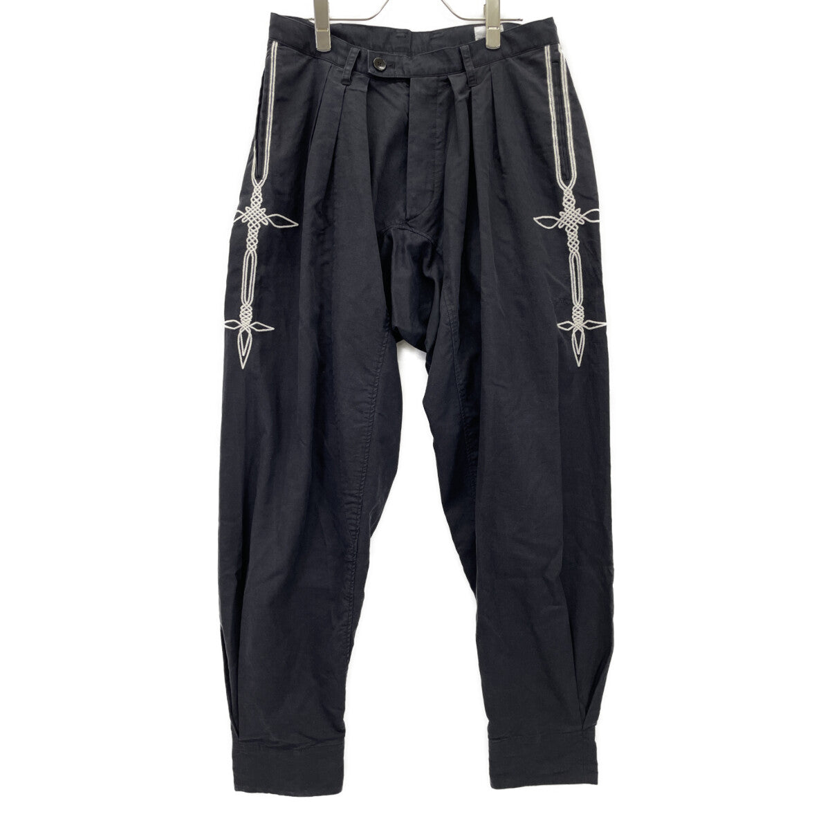 VERYTAGE ベリーテイジ ﾌﾞﾗｯｸ×ﾎﾜｲﾄ ﾘﾈﾝ混 ZWIDER embroidery ボトムス 2