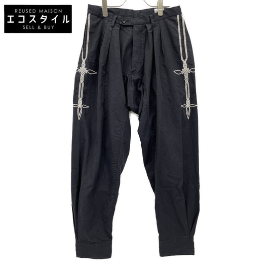 VERYTAGE ベリーテイジ ﾌﾞﾗｯｸ×ﾎﾜｲﾄ ﾘﾈﾝ混 ZWIDER embroidery ボトムス 2