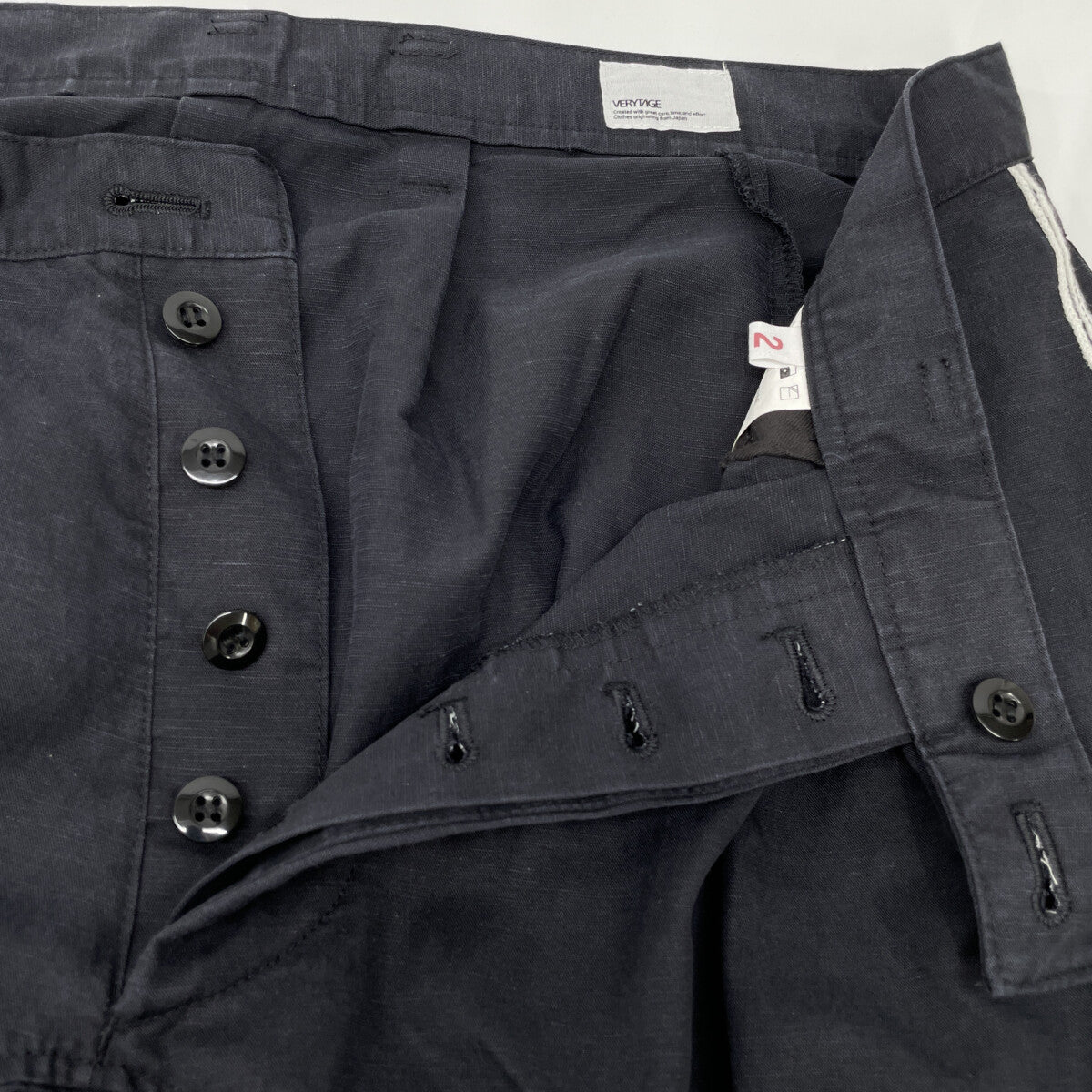 VERYTAGE ベリーテイジ ﾌﾞﾗｯｸ×ﾎﾜｲﾄ ﾘﾈﾝ混 ZWIDER embroidery ボトムス 2