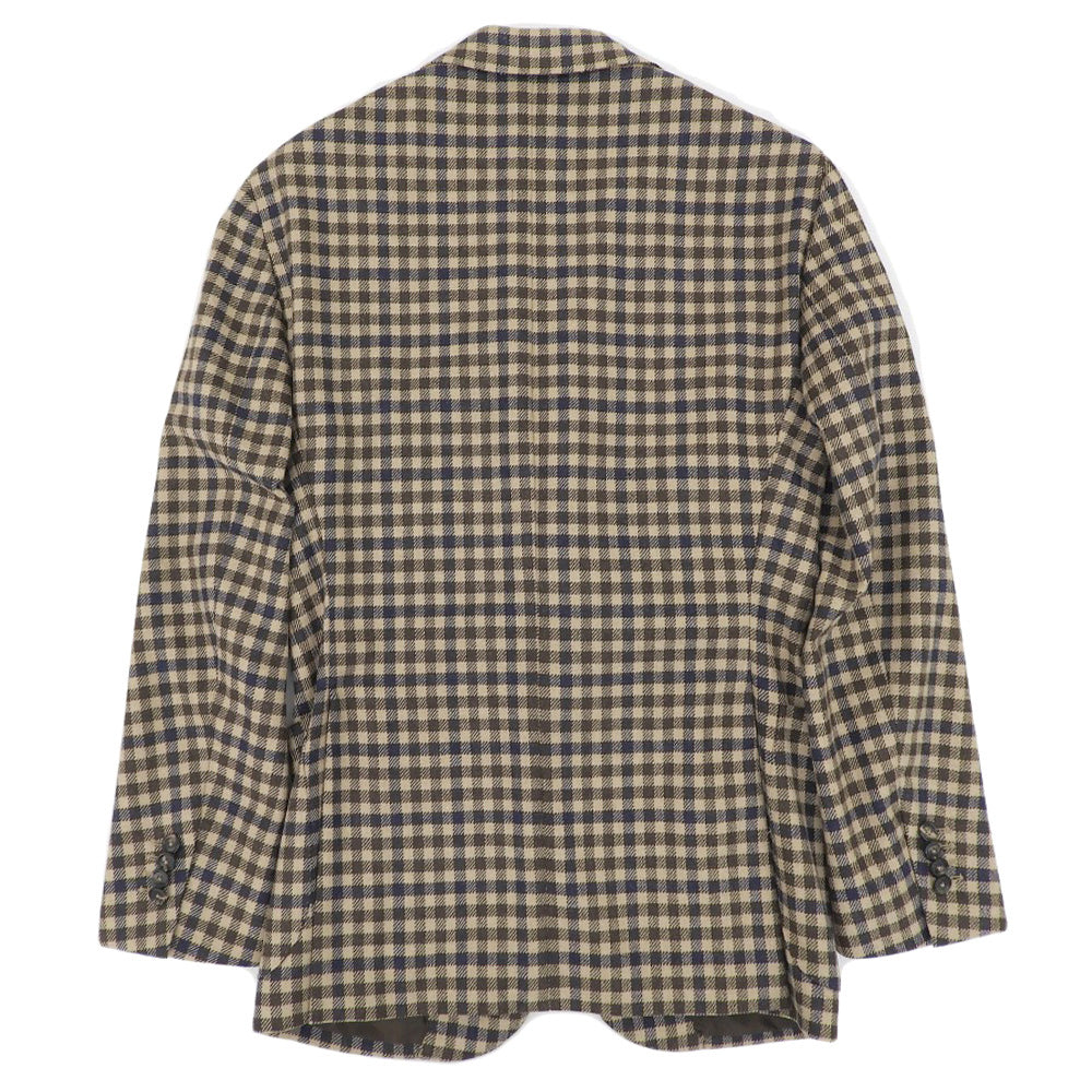 DE PETRILLO デペトリロ 美品 シェファードチェック ウールナイロン POSILLIPO テーラードジャケット メンズ ブラウン 44 ジャケット 44