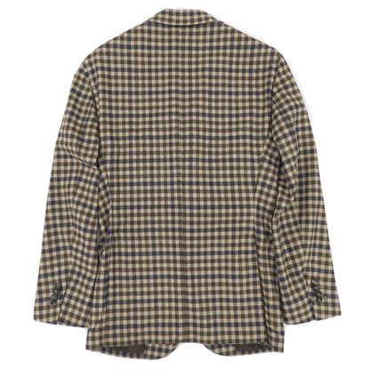 DE PETRILLO デペトリロ 美品 シェファードチェック ウールナイロン POSILLIPO テーラードジャケット メンズ ブラウン 44 ジャケット 44