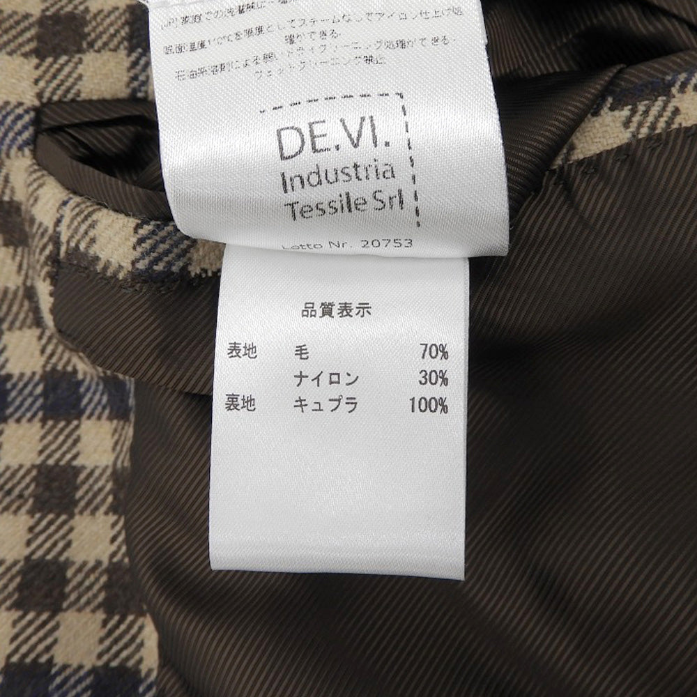 DE PETRILLO デペトリロ 美品 シェファードチェック ウールナイロン POSILLIPO テーラードジャケット メンズ ブラウン 44 ジャケット 44