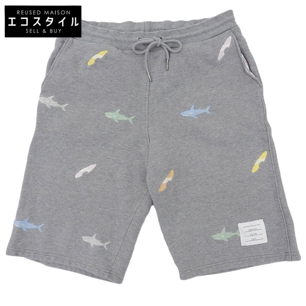 THOM BROWNE トムブラウン コットン シャーク ウェットハーフパンツ ボトムス レディース グレー 3 ボトムス 36