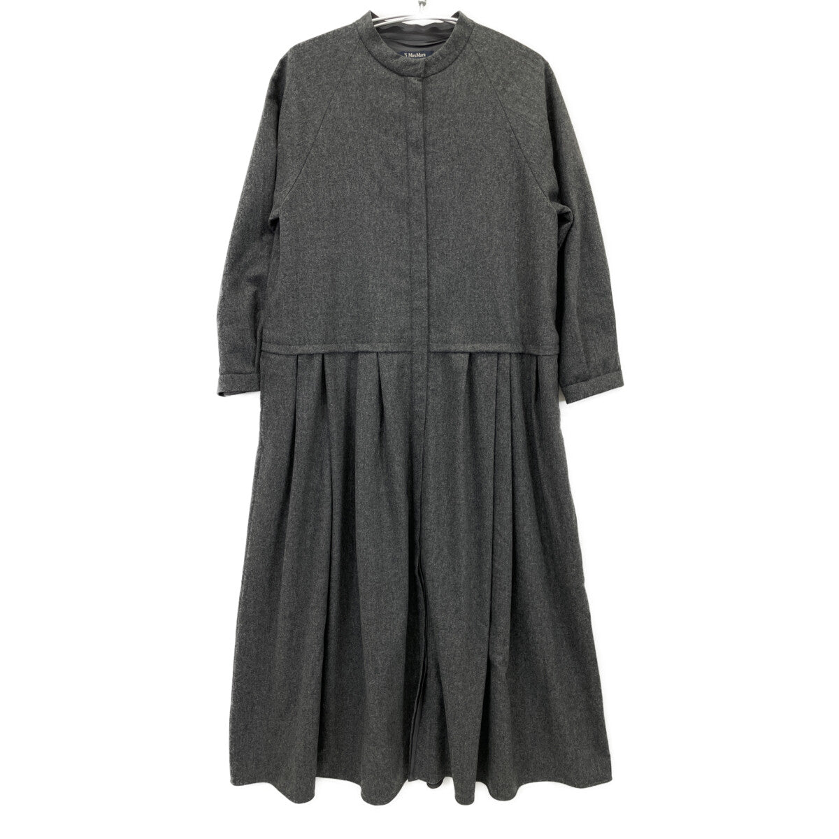 S MaxMara エスマックスマーラ ｸﾞﾚｰ ｳｰﾙ ｷﾞｬｻﾞｰﾃﾞｻﾞｲﾝ ﾛﾝｸﾞｽﾘｰﾌﾞ比翼ｼｬﾂﾜﾝﾋﾟｰｽ ワンピース 表記なし