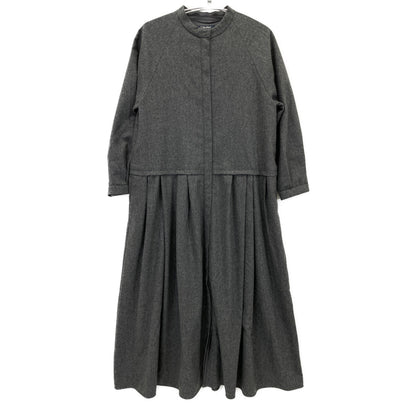 S MaxMara エスマックスマーラ ｸﾞﾚｰ ｳｰﾙ ｷﾞｬｻﾞｰﾃﾞｻﾞｲﾝ ﾛﾝｸﾞｽﾘｰﾌﾞ比翼ｼｬﾂﾜﾝﾋﾟｰｽ ワンピース 表記なし