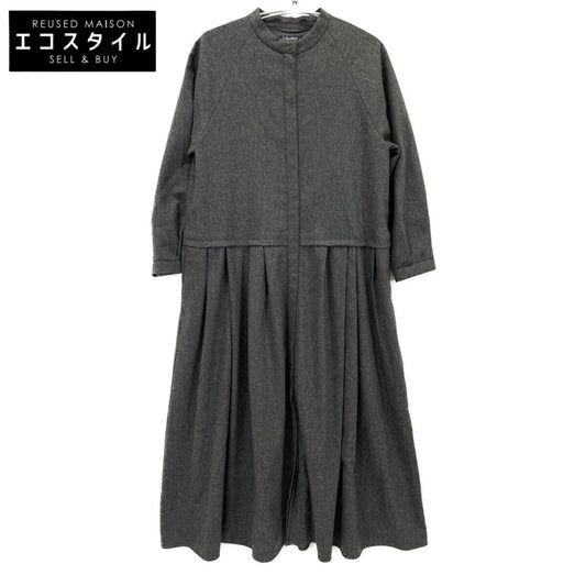 S MaxMara エスマックスマーラ ｸﾞﾚｰ ｳｰﾙ ｷﾞｬｻﾞｰﾃﾞｻﾞｲﾝ ﾛﾝｸﾞｽﾘｰﾌﾞ比翼ｼｬﾂﾜﾝﾋﾟｰｽ ワンピース 表記なし