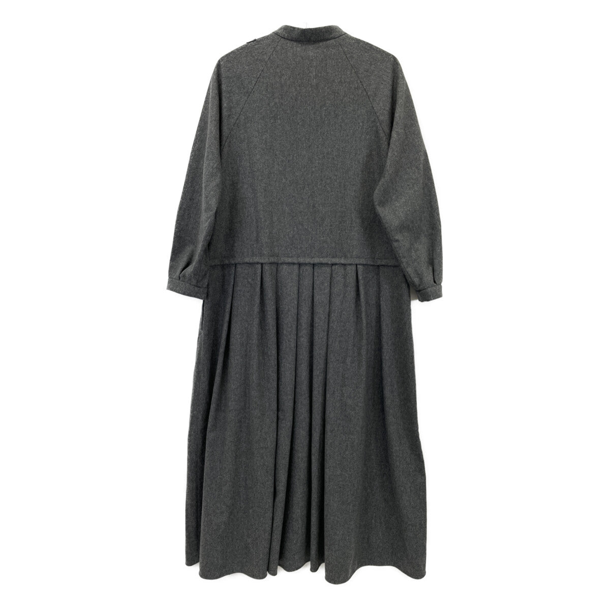 S MaxMara エスマックスマーラ ｸﾞﾚｰ ｳｰﾙ ｷﾞｬｻﾞｰﾃﾞｻﾞｲﾝ ﾛﾝｸﾞｽﾘｰﾌﾞ比翼ｼｬﾂﾜﾝﾋﾟｰｽ ワンピース 表記なし