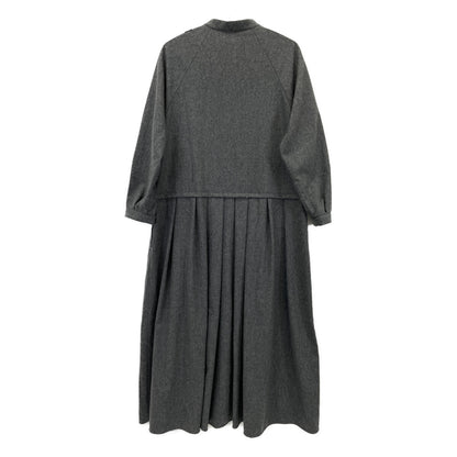 S MaxMara エスマックスマーラ ｸﾞﾚｰ ｳｰﾙ ｷﾞｬｻﾞｰﾃﾞｻﾞｲﾝ ﾛﾝｸﾞｽﾘｰﾌﾞ比翼ｼｬﾂﾜﾝﾋﾟｰｽ ワンピース 表記なし