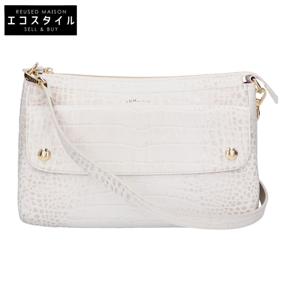 A.D.M.J. Accessoires De Mademoiselle ADMJ 【新品同様】20SC030307 クロコ型押し ショルダーバッグ