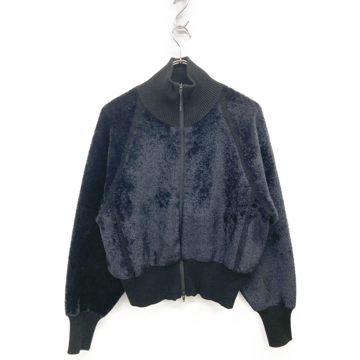 Y-3 ワイスリー ﾌﾞﾗｯｸ W CLASSIC VELVET KNIT FZ SWEATER トップス 2XS