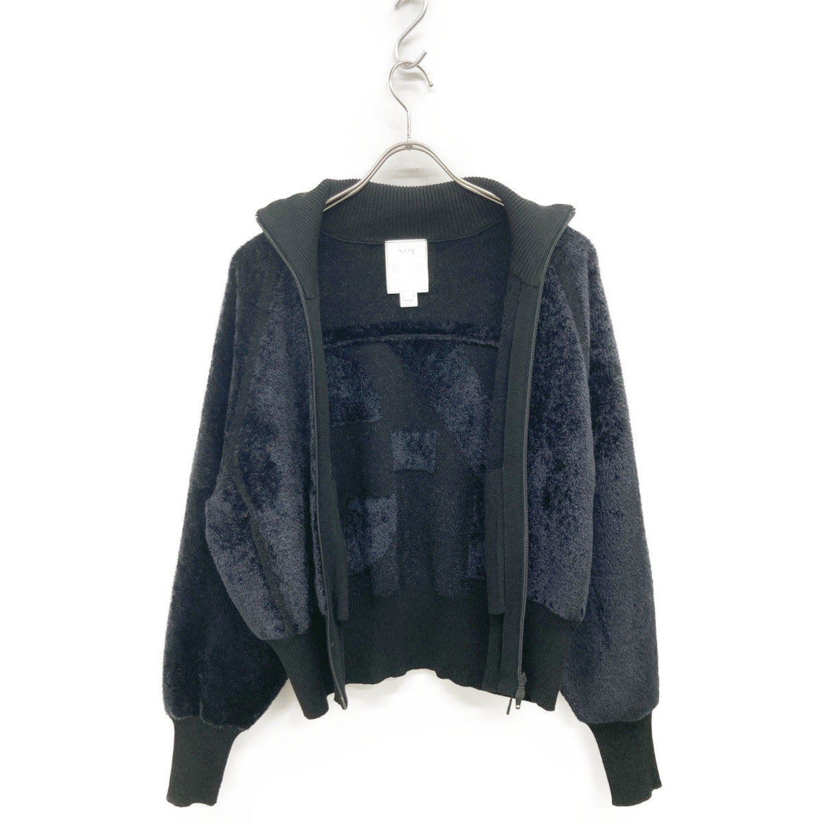Y-3 ワイスリー ﾌﾞﾗｯｸ W CLASSIC VELVET KNIT FZ SWEATER トップス 2XS