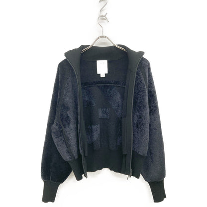 Y-3 ワイスリー ﾌﾞﾗｯｸ W CLASSIC VELVET KNIT FZ SWEATER トップス 2XS