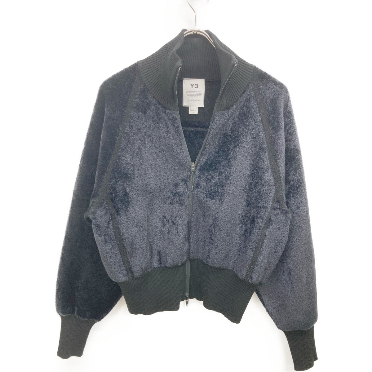 Y-3 ワイスリー ﾌﾞﾗｯｸ W CLASSIC VELVET KNIT FZ SWEATER トップス 2XS