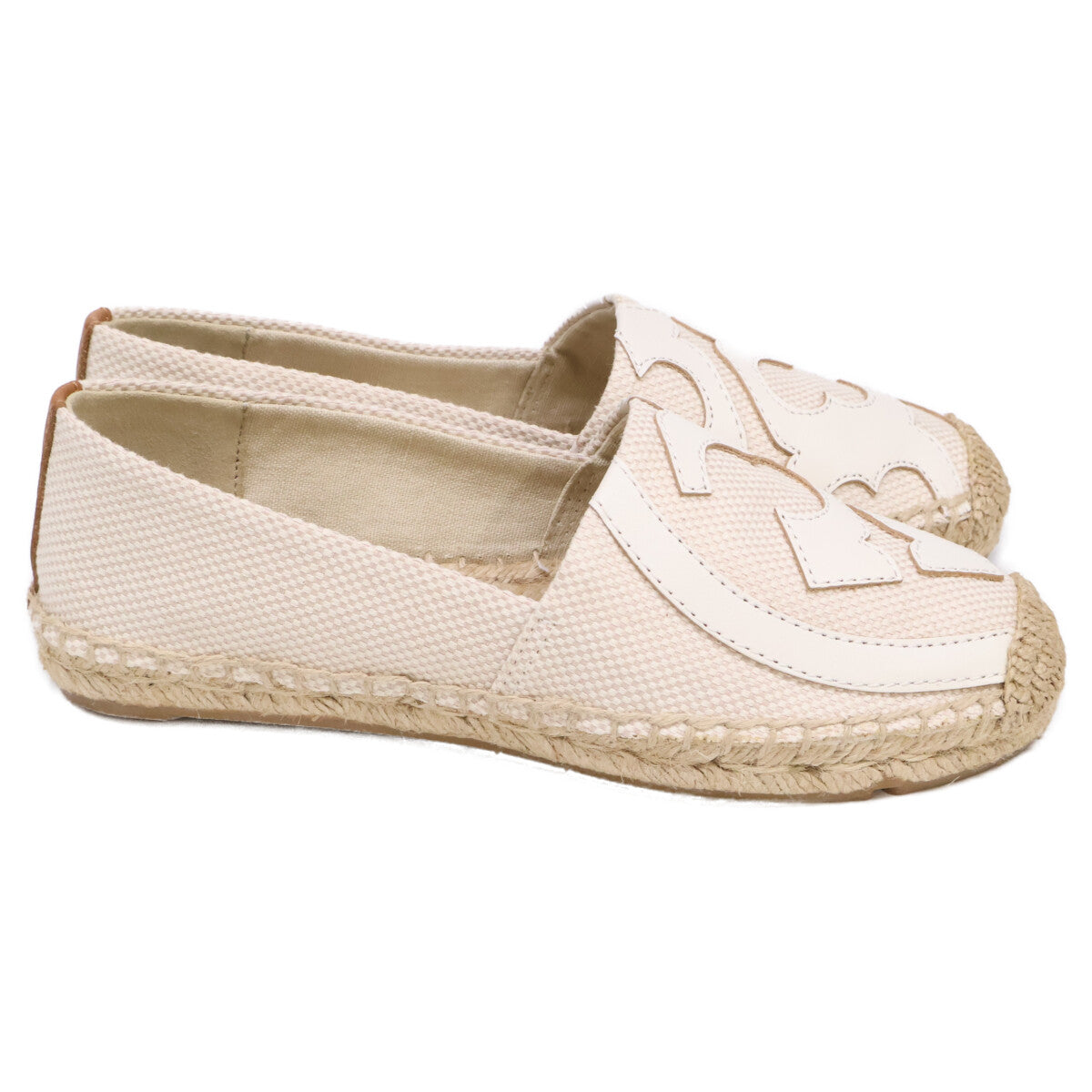 Tory Burch トリーバーチ 【美品】リネンｘレザー ロゴデザイン エスパドリーユ/フラット シューズ 5