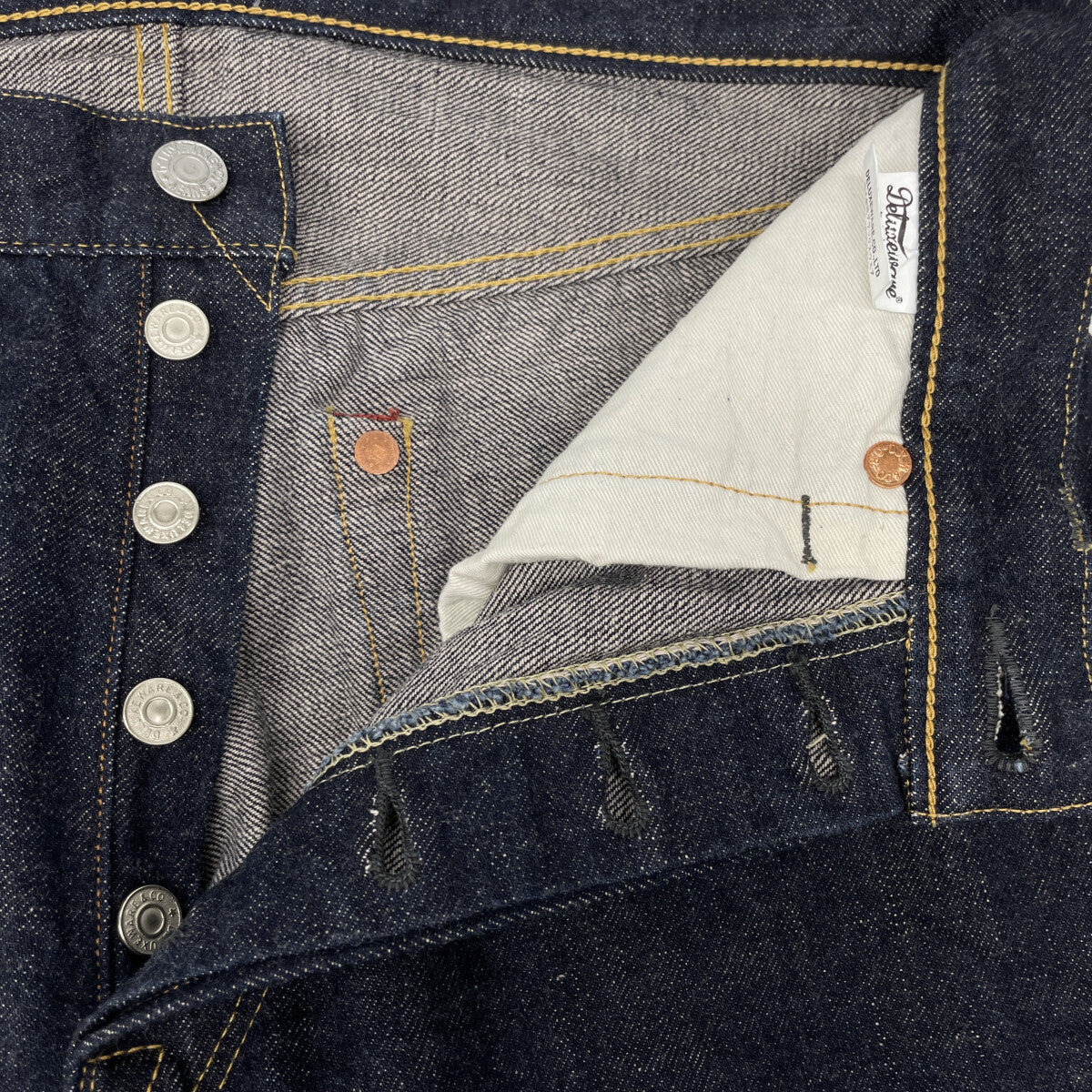 DELUXEWARE デラックスウェア 1953XX ｲﾝﾃﾞｨｺﾞ ﾌｧｲﾝｳｫｯｼｭ 13.6oz VINTAGE TAPERED STRAIGHT ﾃﾞﾆﾑﾊﾟﾝﾂ ボトムス 32