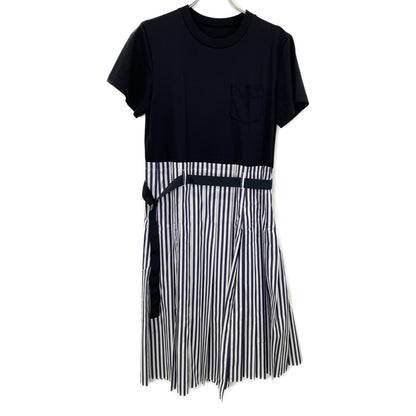 sacai サカイ 24-07401 24年 ﾈｲﾋﾞｰ THOMAS MASON Cotton Poplin x Cotton Jersey Dress ｼｬﾂ半袖ﾜﾝﾋﾟｰｽ ワンピース 1