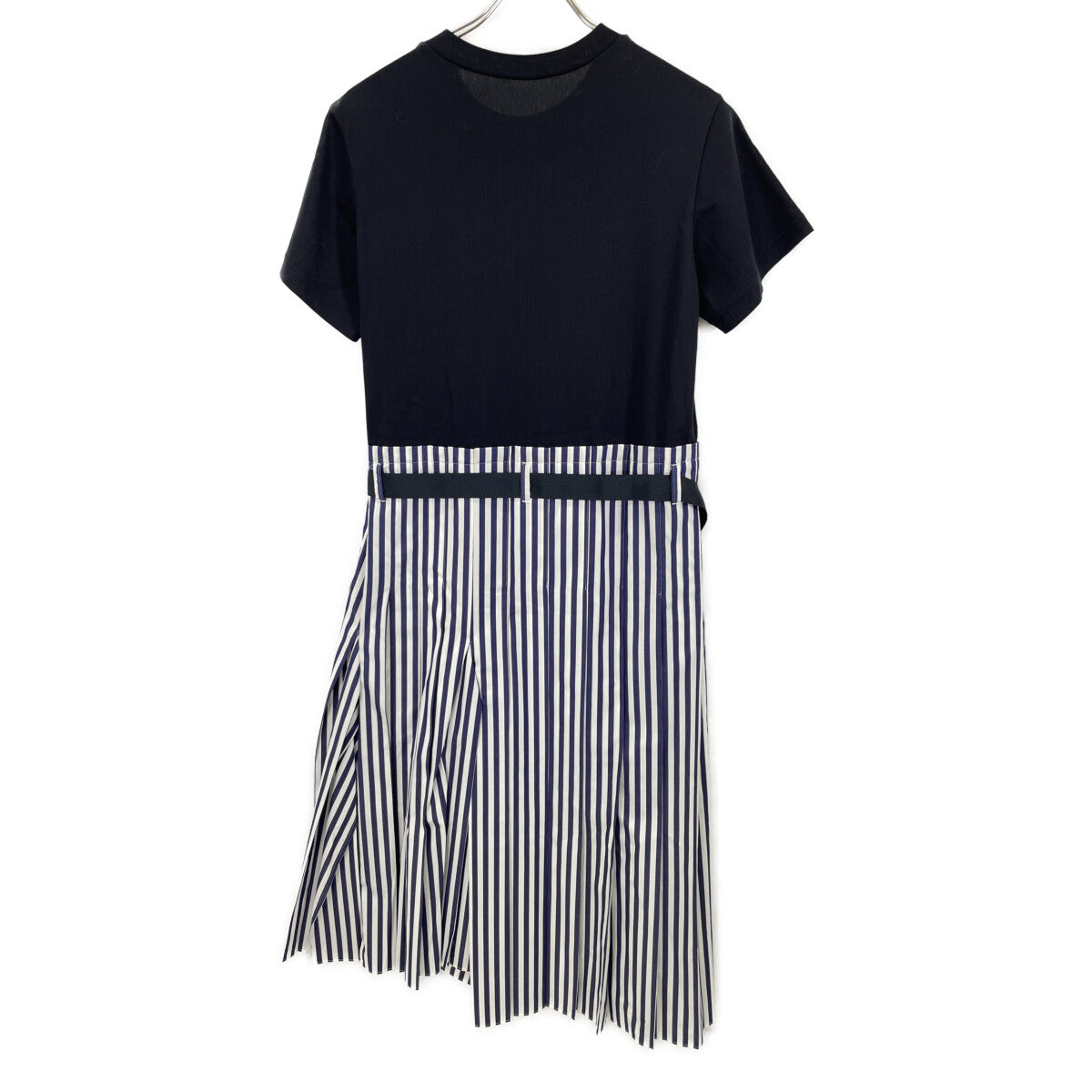 sacai サカイ 24-07401 24年 ﾈｲﾋﾞｰ THOMAS MASON Cotton Poplin x Cotton Jersey Dress ｼｬﾂ半袖ﾜﾝﾋﾟｰｽ ワンピース 1