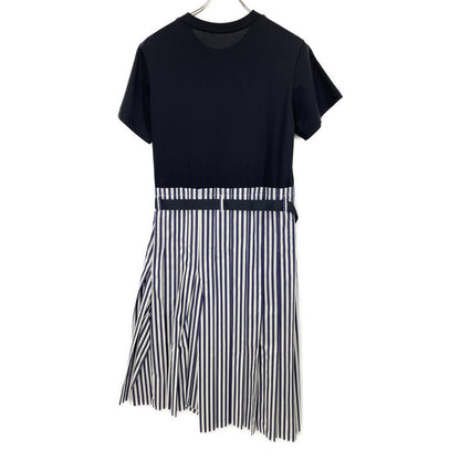 sacai サカイ 24-07401 24年 ﾈｲﾋﾞｰ THOMAS MASON Cotton Poplin x Cotton Jersey Dress ｼｬﾂ半袖ﾜﾝﾋﾟｰｽ ワンピース 1