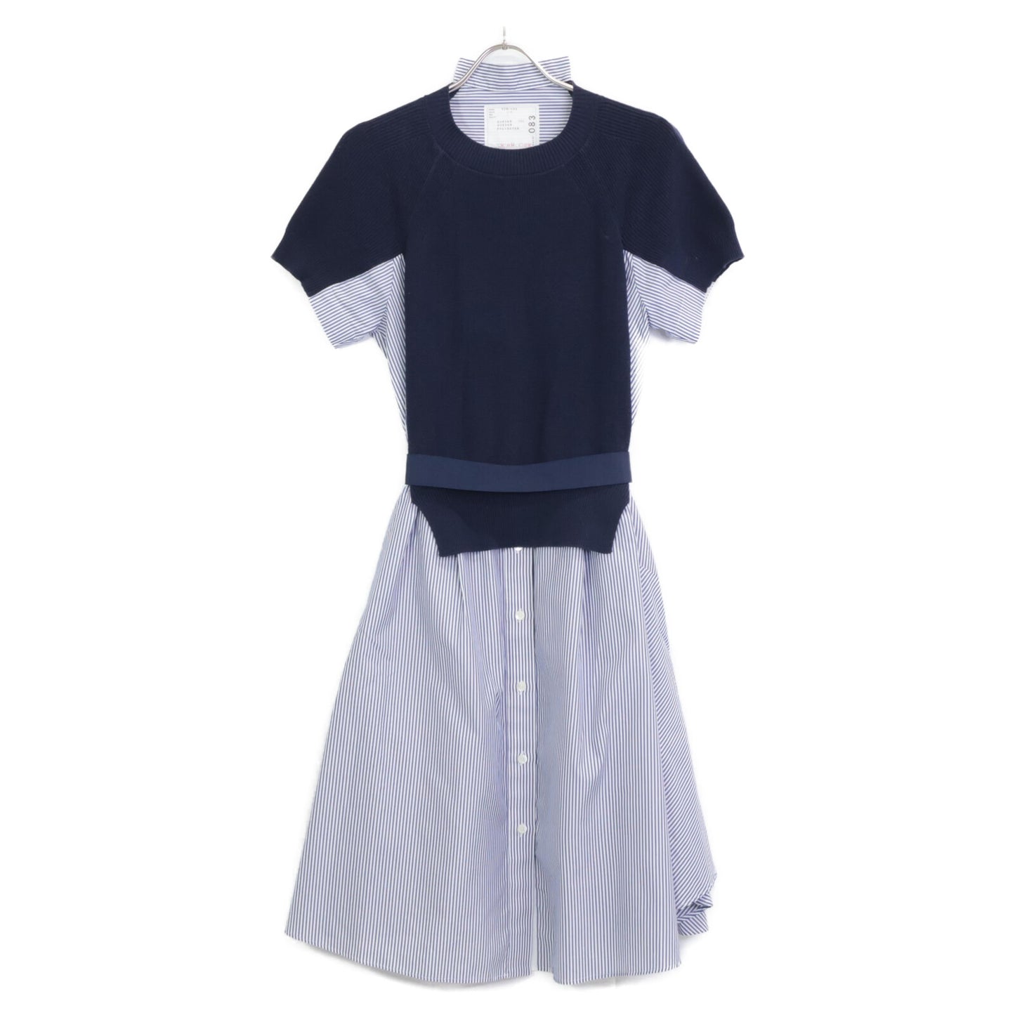sacai サカイ SCW-083 ﾈｲﾋﾞｰ THOMAS MASON Cotton Poplin x Cotton Jersey Dress ﾆｯﾄ切替ｼｬﾂﾜﾝﾋﾟｰｽ ワンピース 1