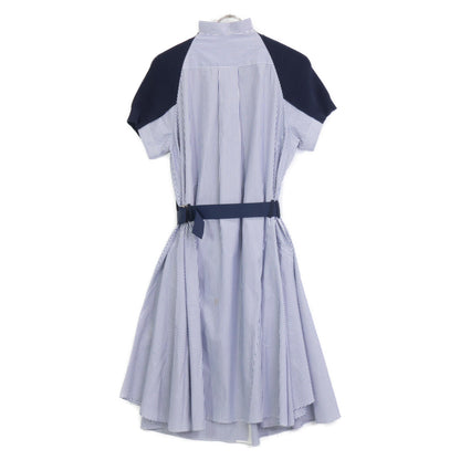 sacai サカイ SCW-083 ﾈｲﾋﾞｰ THOMAS MASON Cotton Poplin x Cotton Jersey Dress ﾆｯﾄ切替ｼｬﾂﾜﾝﾋﾟｰｽ ワンピース 1