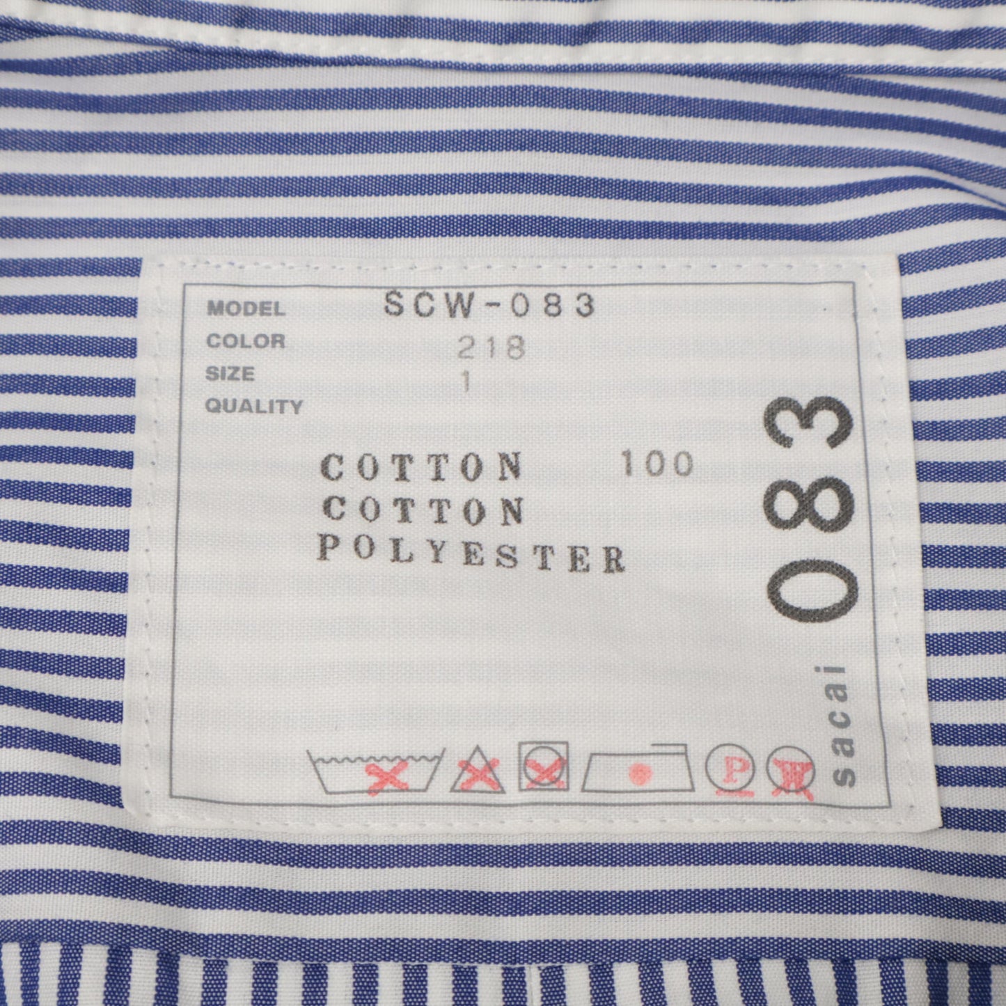 sacai サカイ SCW-083 ﾈｲﾋﾞｰ THOMAS MASON Cotton Poplin x Cotton Jersey Dress ﾆｯﾄ切替ｼｬﾂﾜﾝﾋﾟｰｽ ワンピース 1