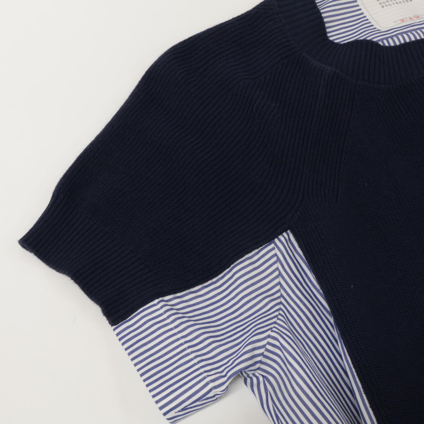 sacai サカイ SCW-083 ﾈｲﾋﾞｰ THOMAS MASON Cotton Poplin x Cotton Jersey Dress ﾆｯﾄ切替ｼｬﾂﾜﾝﾋﾟｰｽ ワンピース 1