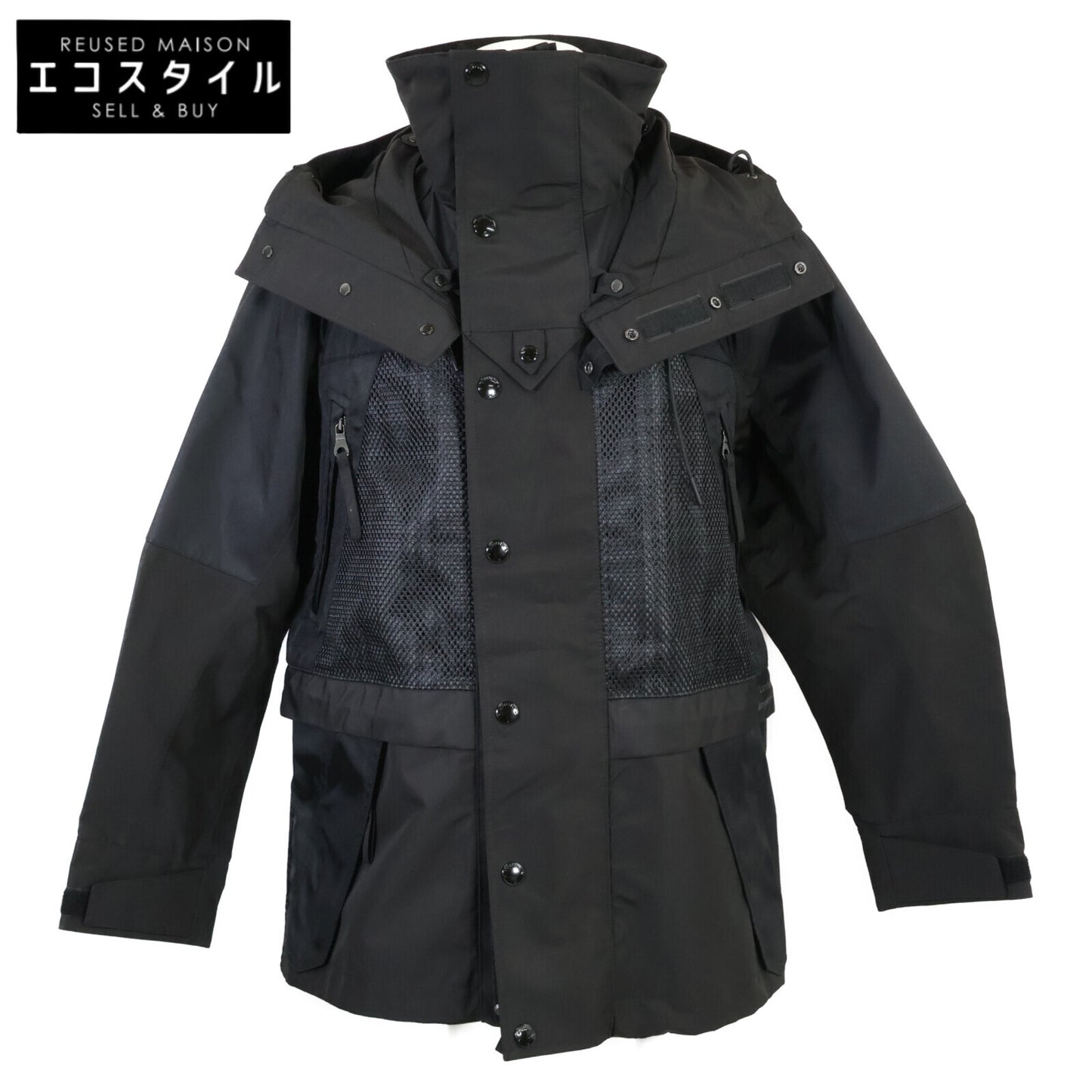 BURBERRY バーバリー x POP TRADING COMPANY 国内正規 8061317 テクニカルナイロン メッシュポケット バックロゴ ショートフードパーカ ジャケット S