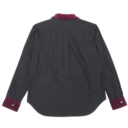 BLACKCOMMEdesGARCONS ブラックコムデギャルソン ラウンドカラー ベロア切り替え シャツ トップス メンズ ブラック XS 1S-B010 トップス XS