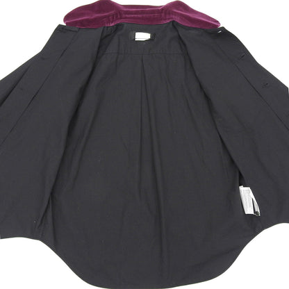 BLACKCOMMEdesGARCONS ブラックコムデギャルソン ラウンドカラー ベロア切り替え シャツ トップス メンズ ブラック XS 1S-B010 トップス XS