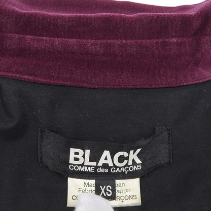 BLACKCOMMEdesGARCONS ブラックコムデギャルソン ラウンドカラー ベロア切り替え シャツ トップス メンズ ブラック XS 1S-B010 トップス XS