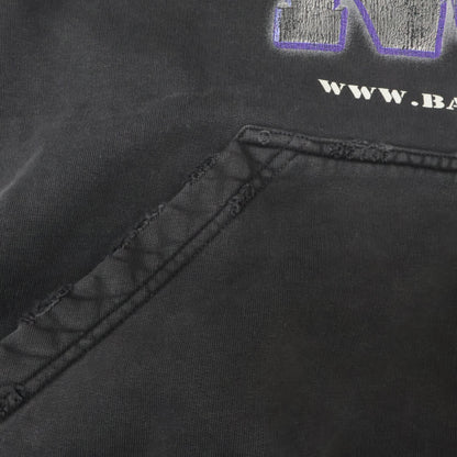 BALENCIAGA バレンシアガ 美品 24SS 739024 TQVE7 コットン スローガンプリント スウェットフーディプルオーバー パーカー トップス 2