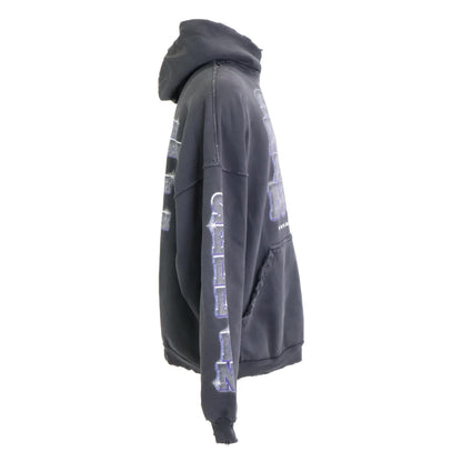 BALENCIAGA バレンシアガ 美品 24SS 739024 TQVE7 コットン スローガンプリント スウェットフーディプルオーバー パーカー トップス 2