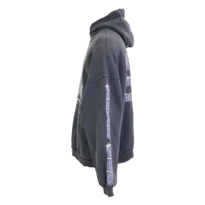 BALENCIAGA バレンシアガ 美品 24SS 739024 TQVE7 コットン スローガンプリント スウェットフーディプルオーバー パーカー トップス 2