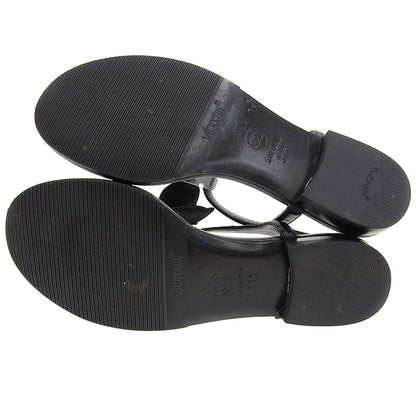 CHANEL シャネル 美品 マトラッセソール ココマーク ラインストーン リボンチェーン フラットサンダル レディース 黒 36C G36352Y54201 シューズ 36C