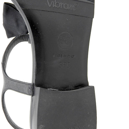 CHANEL シャネル 美品 マトラッセソール ココマーク ラインストーン リボンチェーン フラットサンダル レディース 黒 36C G36352Y54201 シューズ 36C