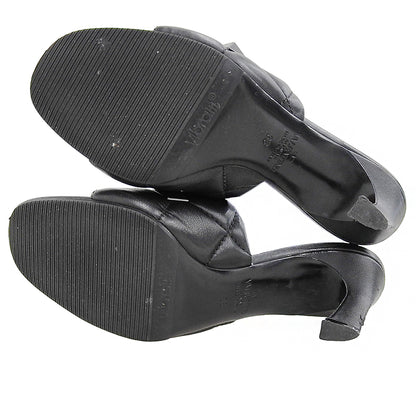 Valentino Garavani ヴァレンティノガラヴァーニ レザー ピラミッドスタッズ オープントゥ ヒールサンダル レディース 黒 36 VSW BK3 シューズ 36